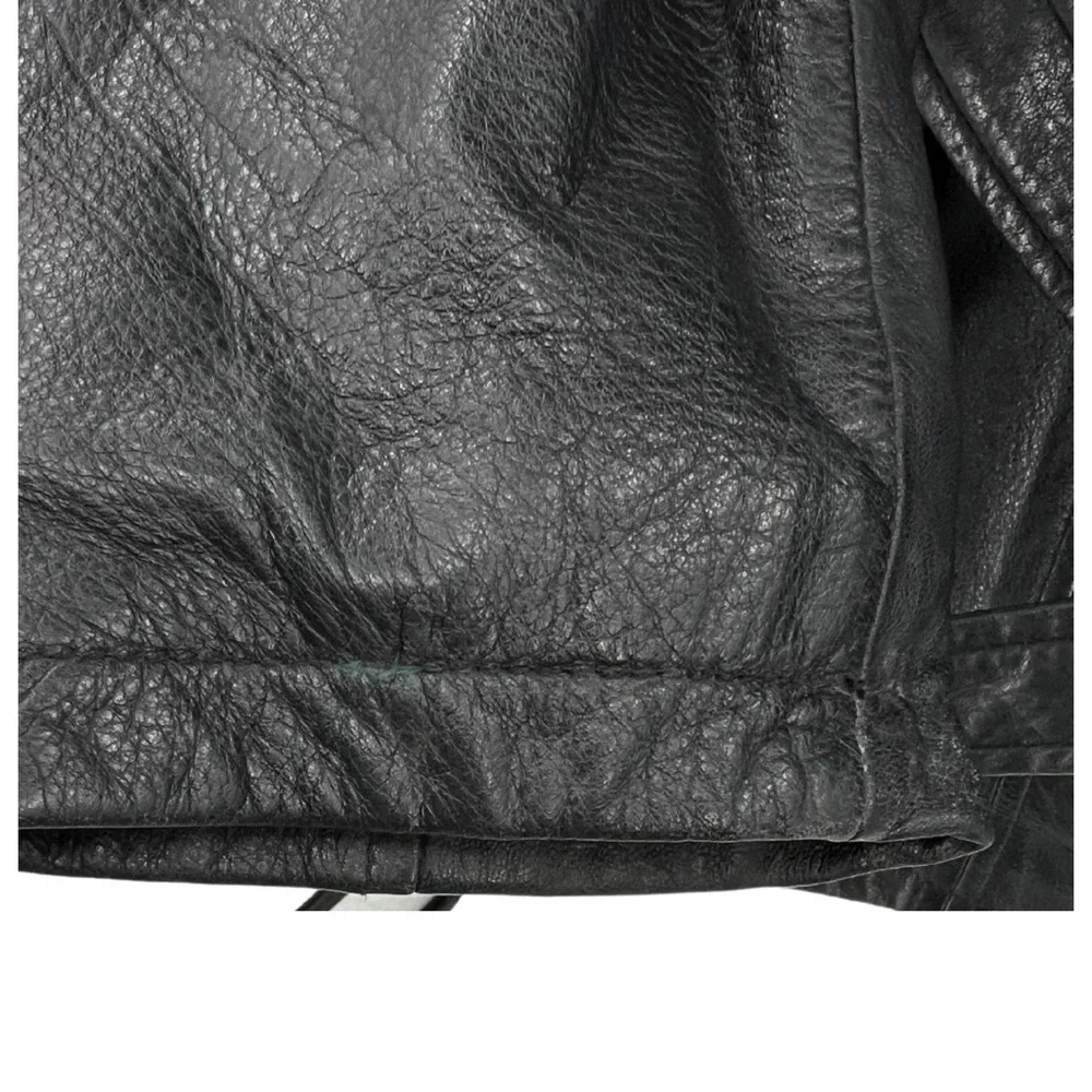 Outdoor Exchange leather jacket coat vintage tie waist medium belted black